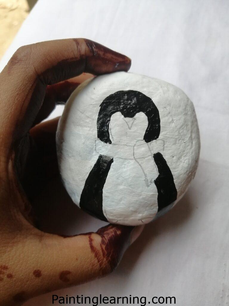 Christmas Penguin Painted Rocks Step: 2a