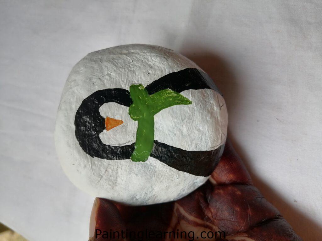 Christmas Penguin Painted Rocks Step: 2b