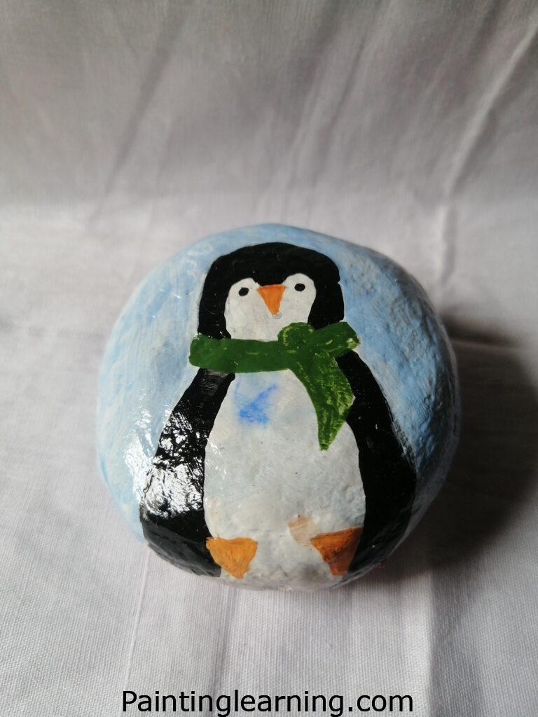 Christmas Penguin Painted Rocks Step: 3