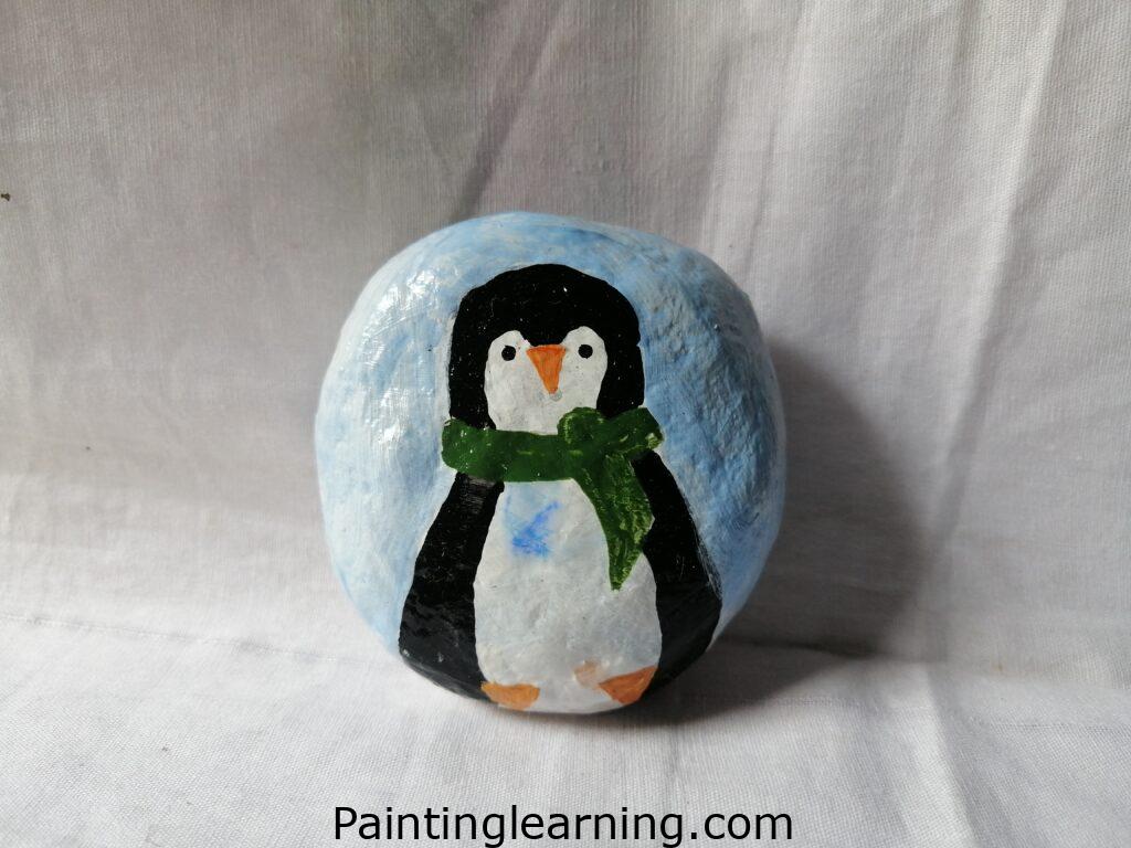 Christmas Penguin Painted Rocks Step: 4