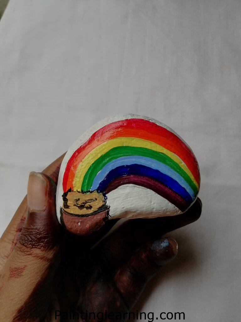Gold Rainbow Painted Rocks Step: 3