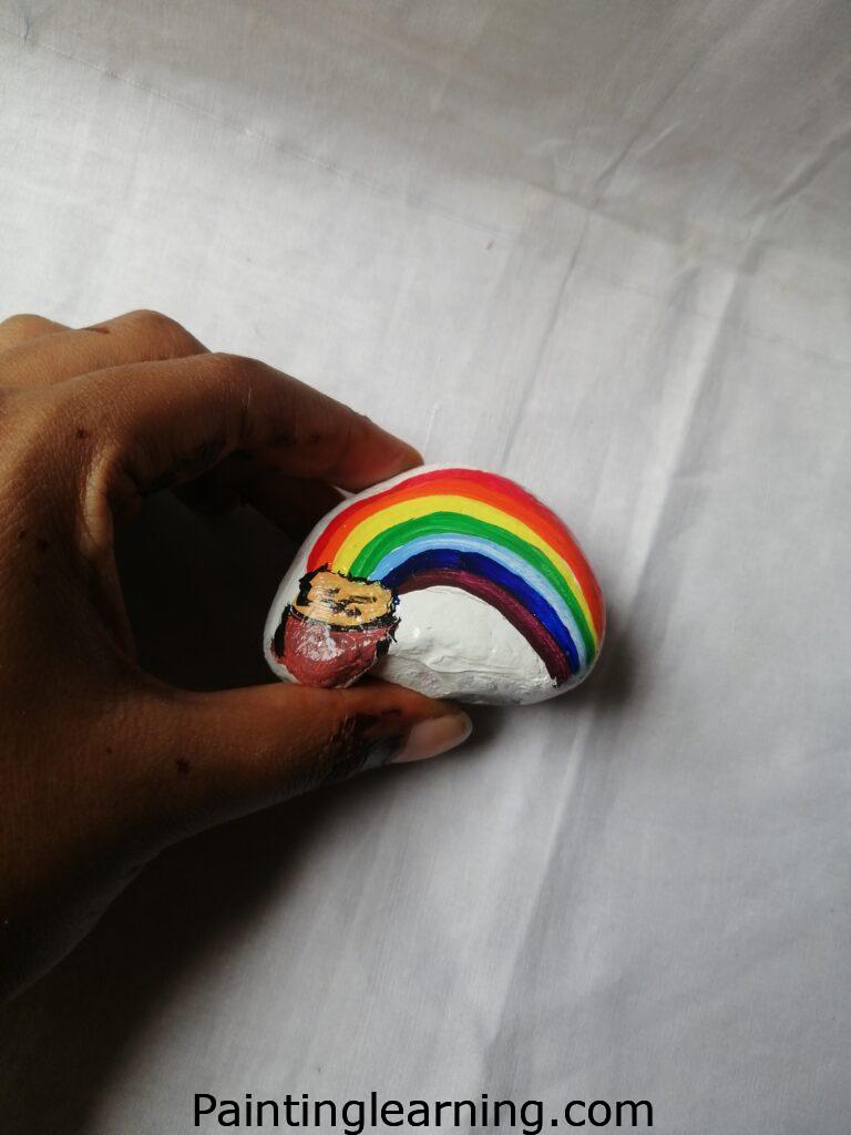 Gold Rainbow Painted Rocks Step: 4